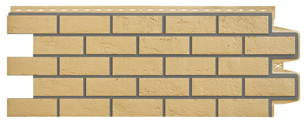 Фасадная панель Grand Line Состаренный кирпич Дизайн песочный со швом RAL 7006