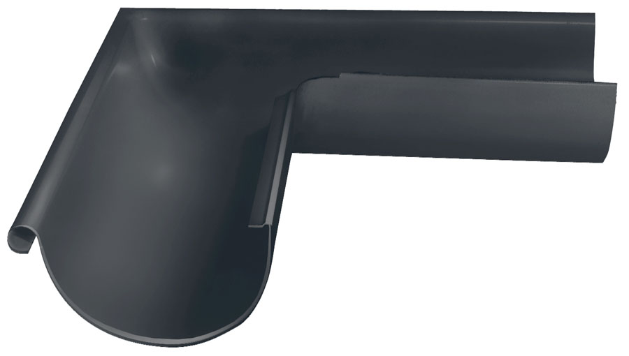  Угол желоба внешний GL PE Matt 90гр 125 мм RAL 7024 мокрый асфальт