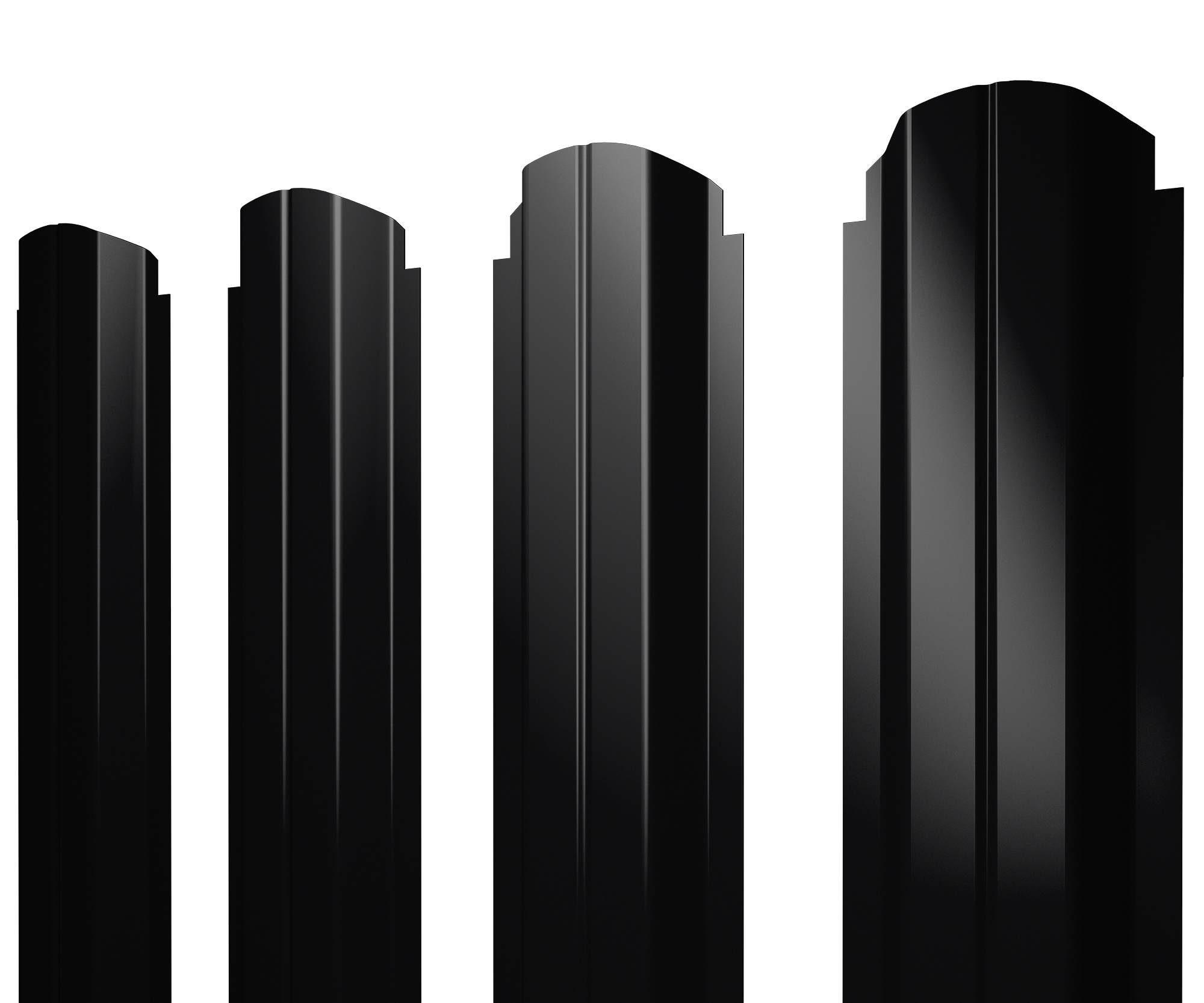 Штакетник П-образный A фигурный 0,5 Drap TX RAL 9005 черный