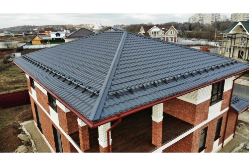 Металлочерепица "Кредо" ("Kredo") v01 0,5 Drap RAL 7016 антрацитово-серый Металлочерепица "Кредо" ("Kredo") v01 0,5 Drap RAL 7016 антрацитово-серый