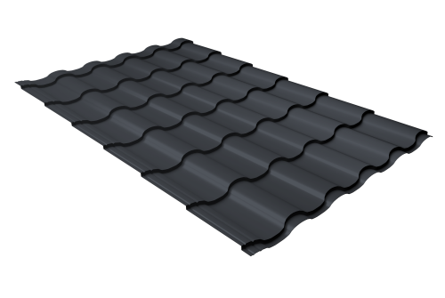 Металлочерепица "Кредо" ("Kredo") v01 0,5 Drap RAL 7024 мокрый асфальт Металлочерепица "Кредо" ("Kredo") v01 0,5 Drap RAL 7024 мокрый асфальт