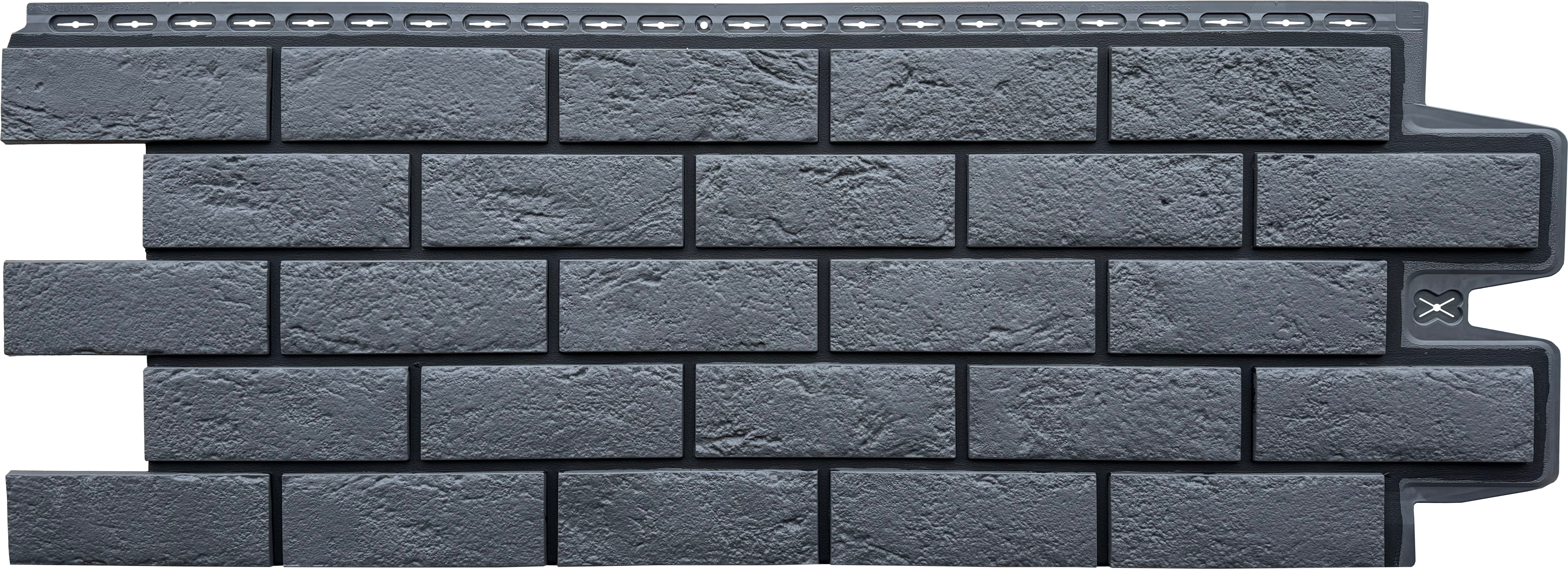  Фасадная панель Grand Line Состаренный кирпич Дизайн графит со швом RAL 9005