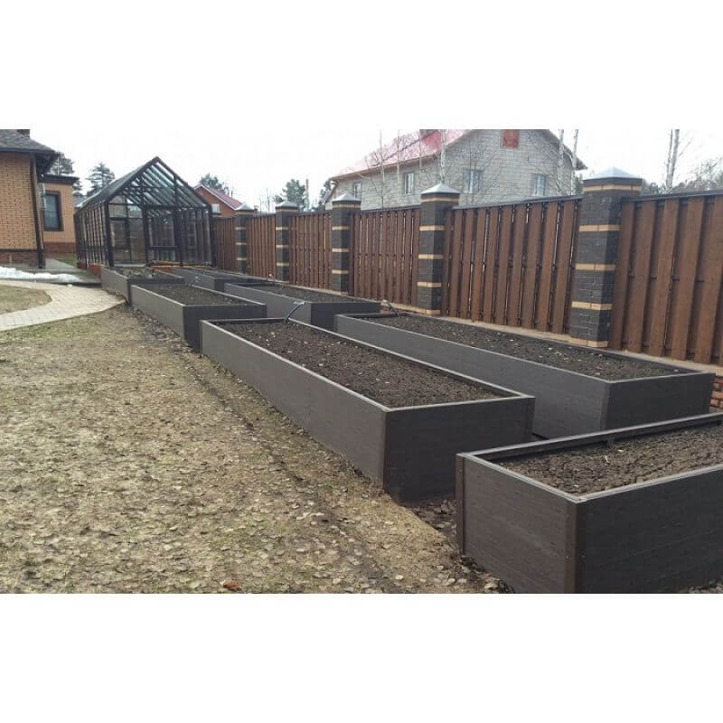 Средняя грядка из ДПК 3*1м h 225мм (пластиковые шарниры), венге Средняя грядка из ДПК 3*1м h 225мм (пластиковые шарниры), венге