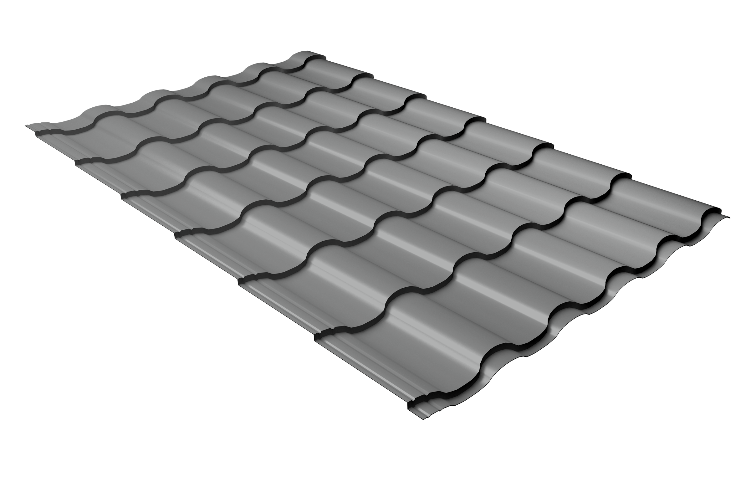 Металлочерепица "Кредо" ("Kredo") v01 0,5 Satin RAL 9006 бело-алюминиевый