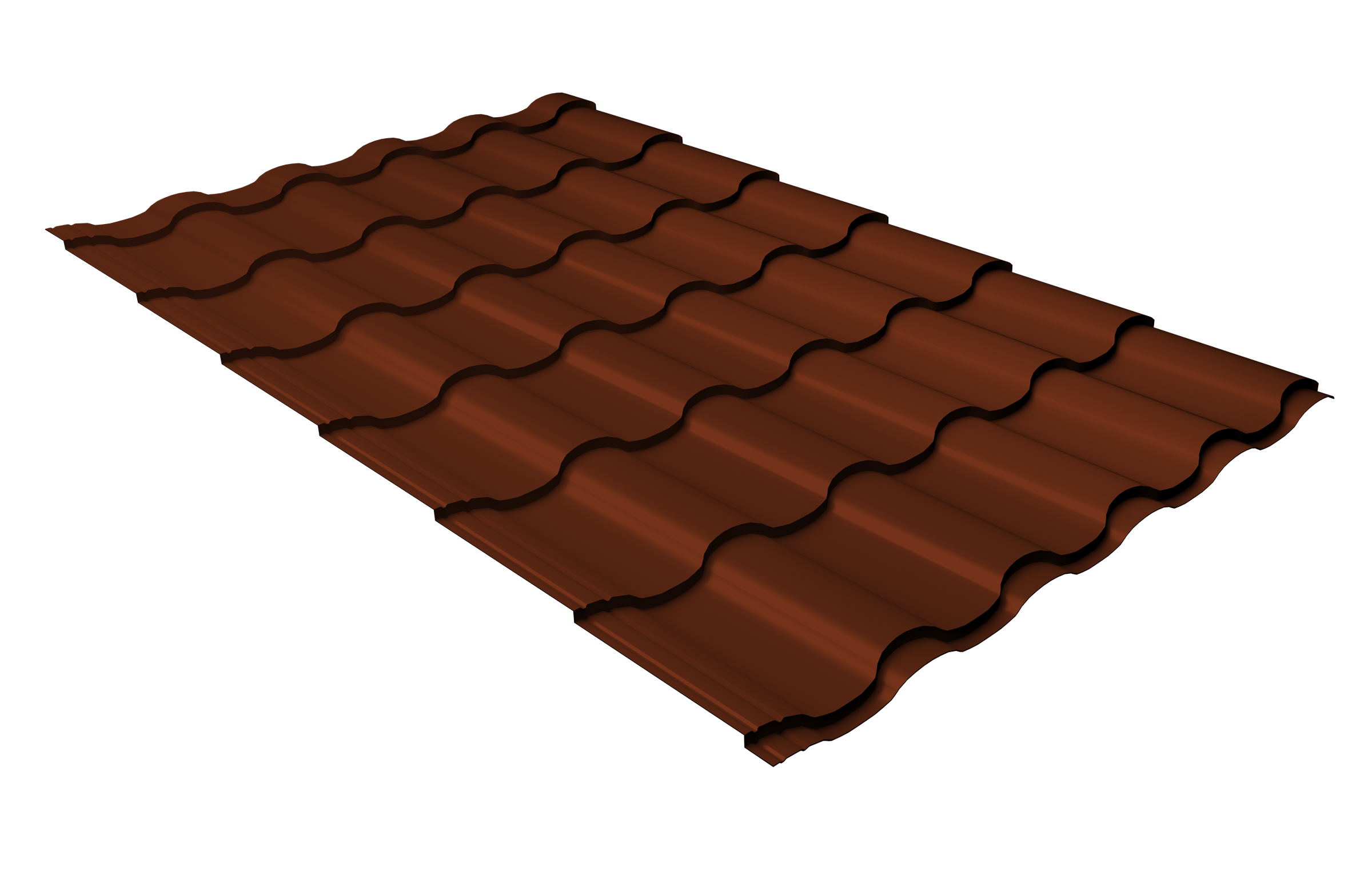 Металлочерепица "Кредо" ("Kredo") v01 0,5 Satin RAL 3009 оксидно-красный