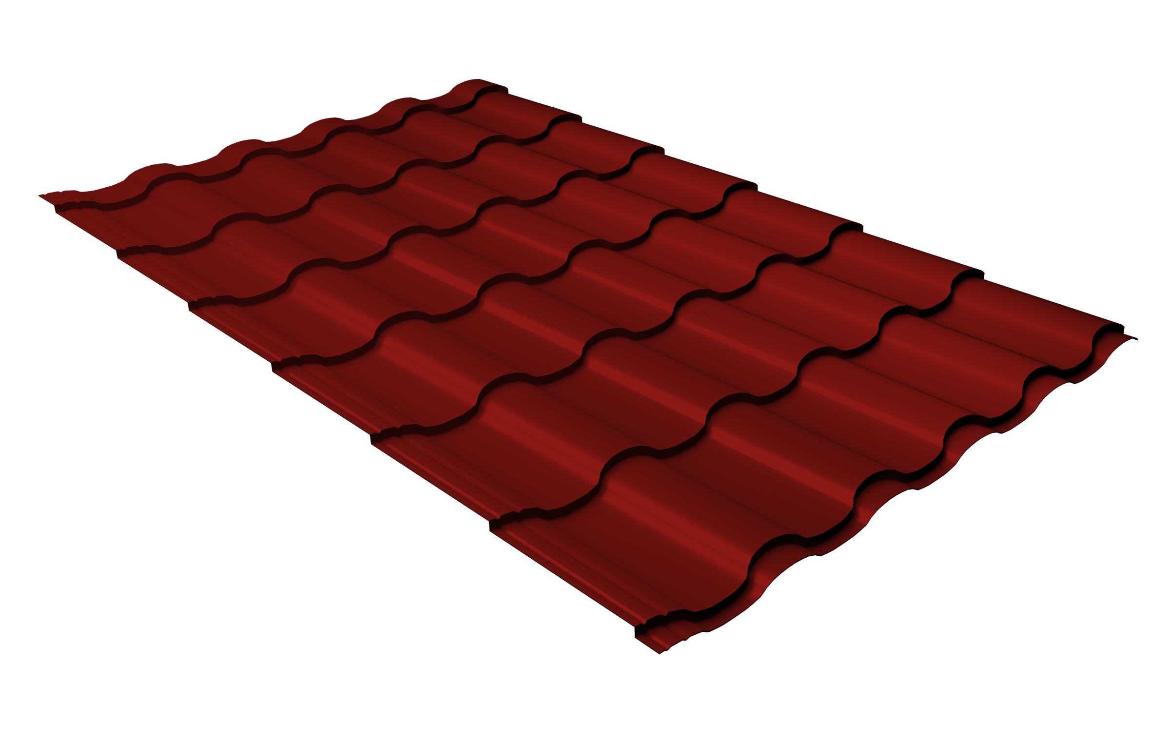 Металлочерепица "Кредо" ("Kredo") v01 0,5 Satin RAL 3011 коричнево-красный