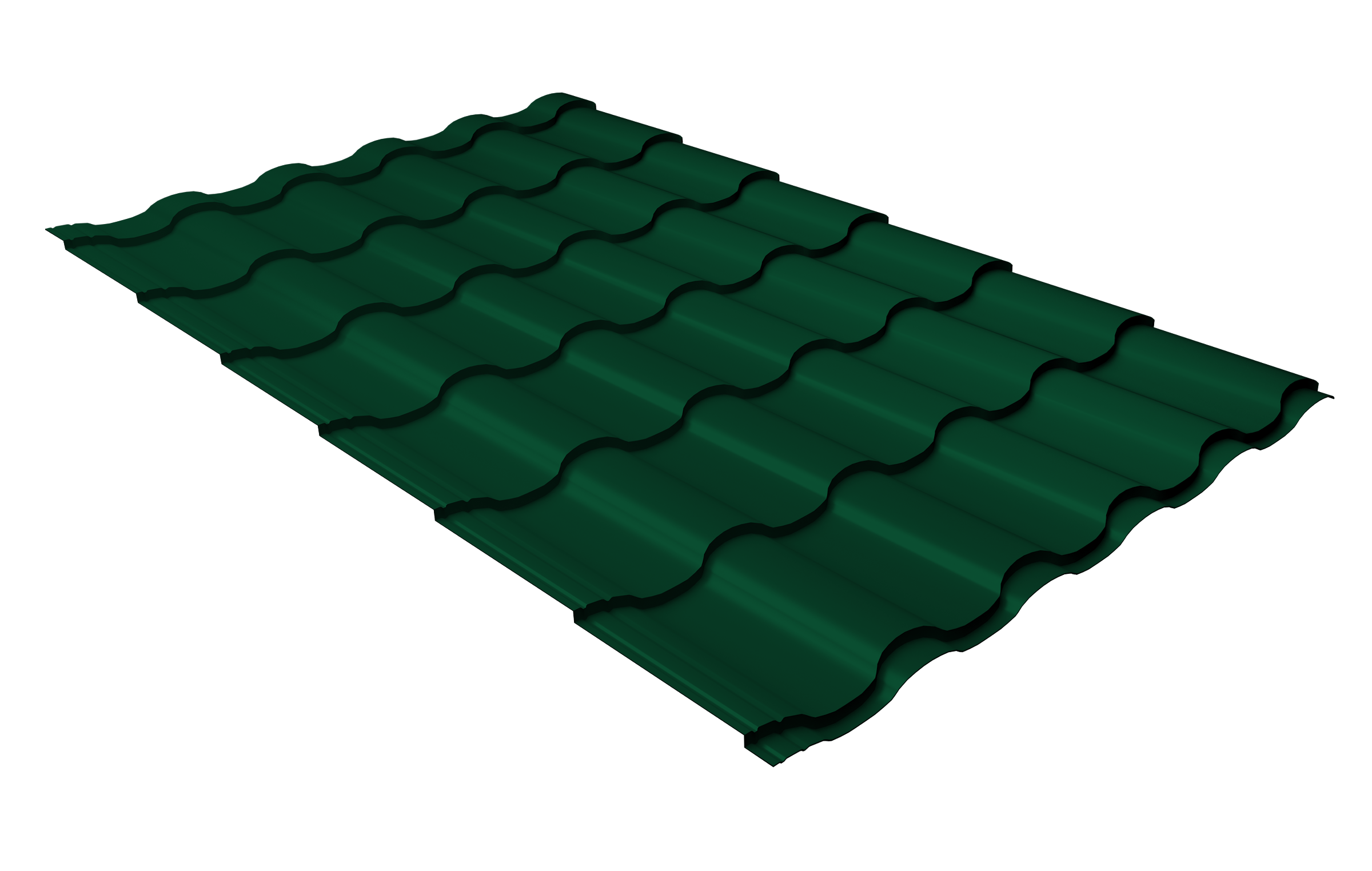 Металлочерепица "Кредо" ("Kredo") v01 0,5 Satin RAL 6005 зеленый мох