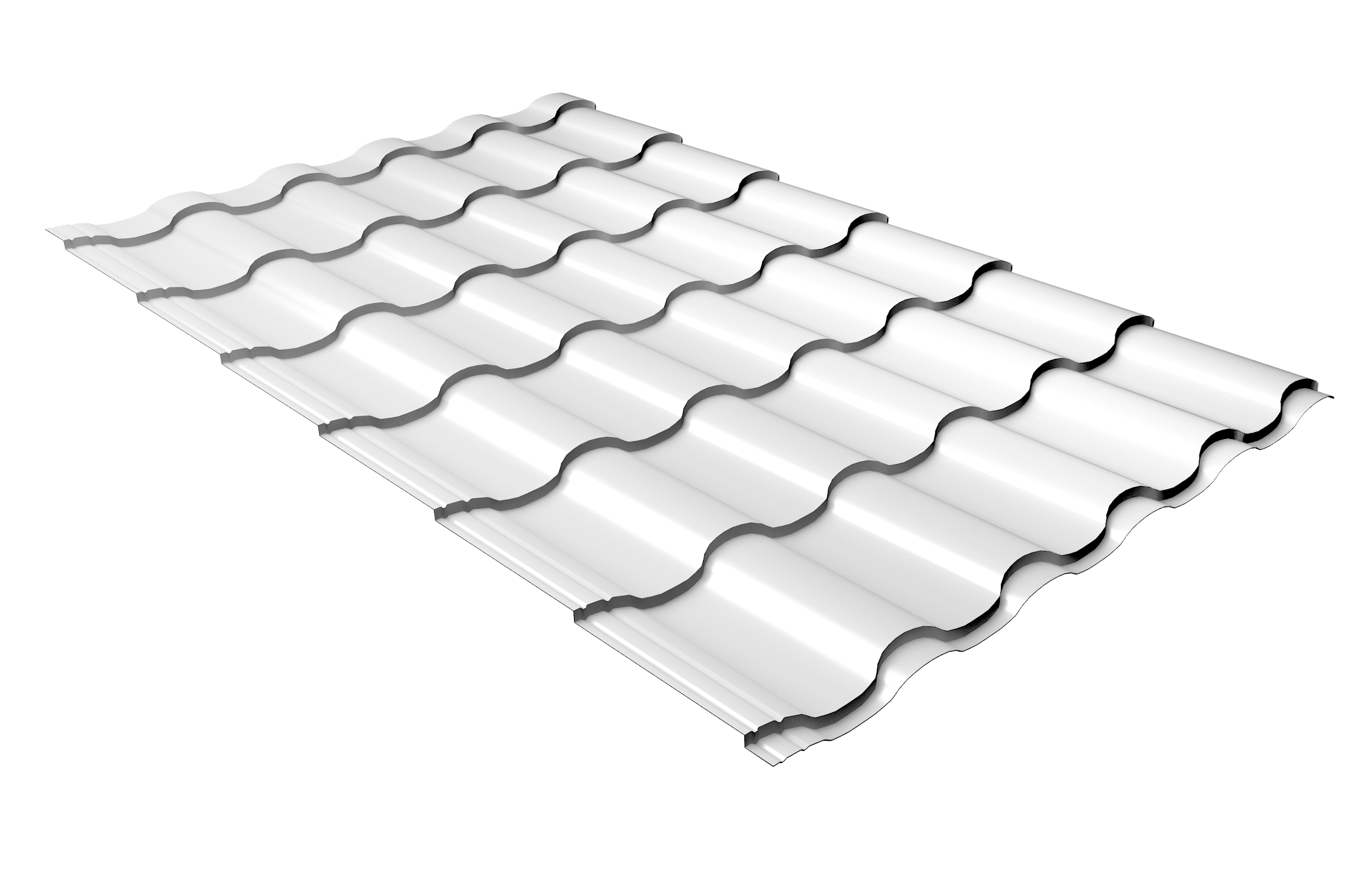 Металлочерепица "Кредо" ("Kredo") v01 0,5 Satin RAL 9003 сигнальный белый