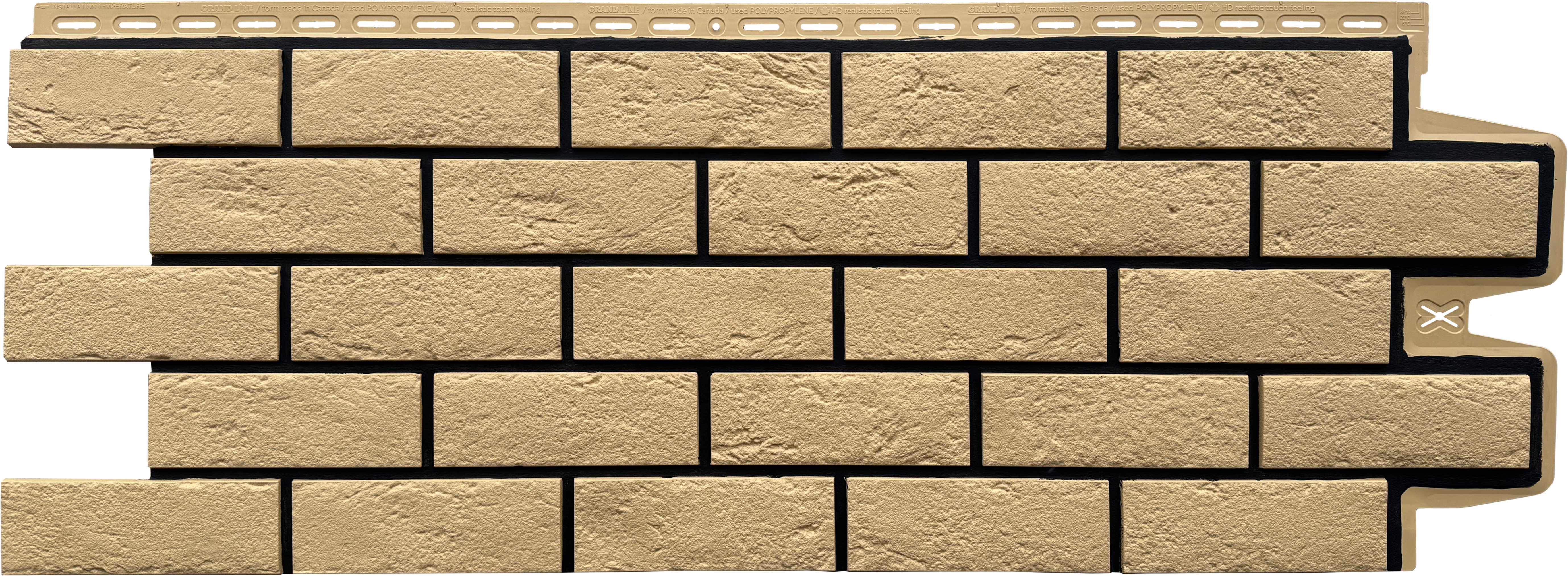 Фасадная панель Grand Line Состаренный кирпич Дизайн Песочный со швом RAL 9005