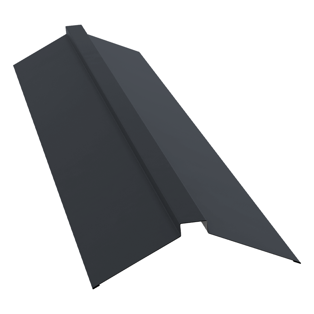 Планка конька плоского 150х40х150 0,5 Satin Matt RAL 7024 мокрый асфальт (2м)