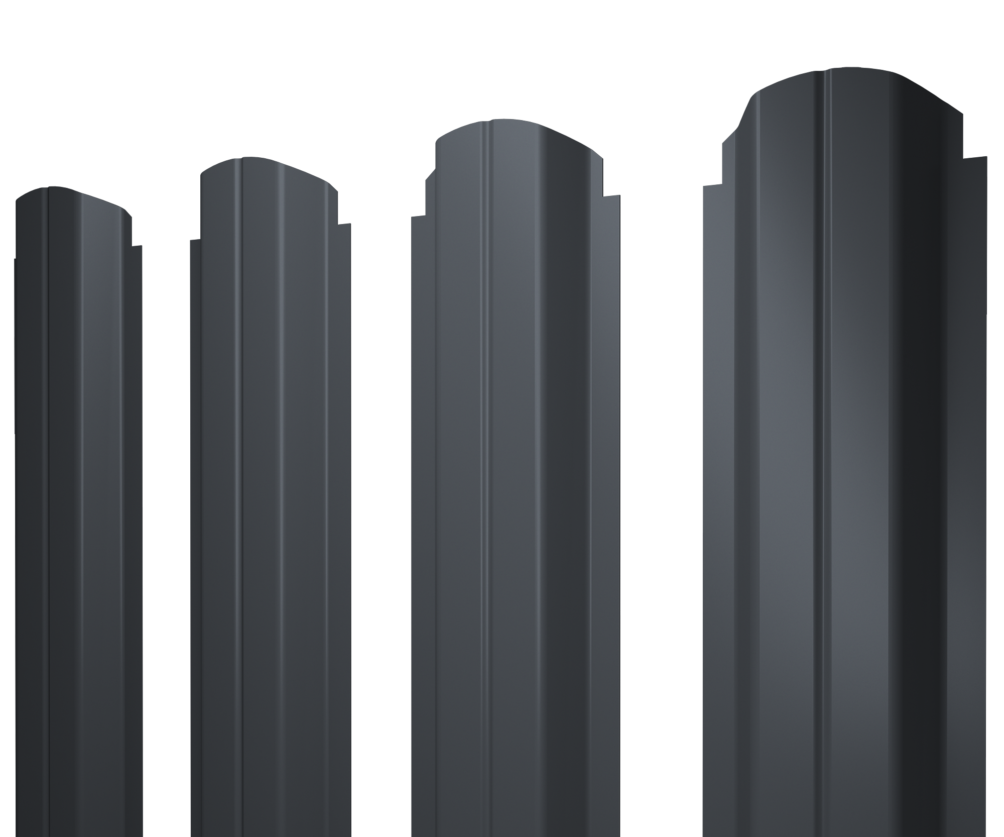 Штакетник П-образный А фигурный 0,45 Drap TR RAL 7024 мокрый асфальт