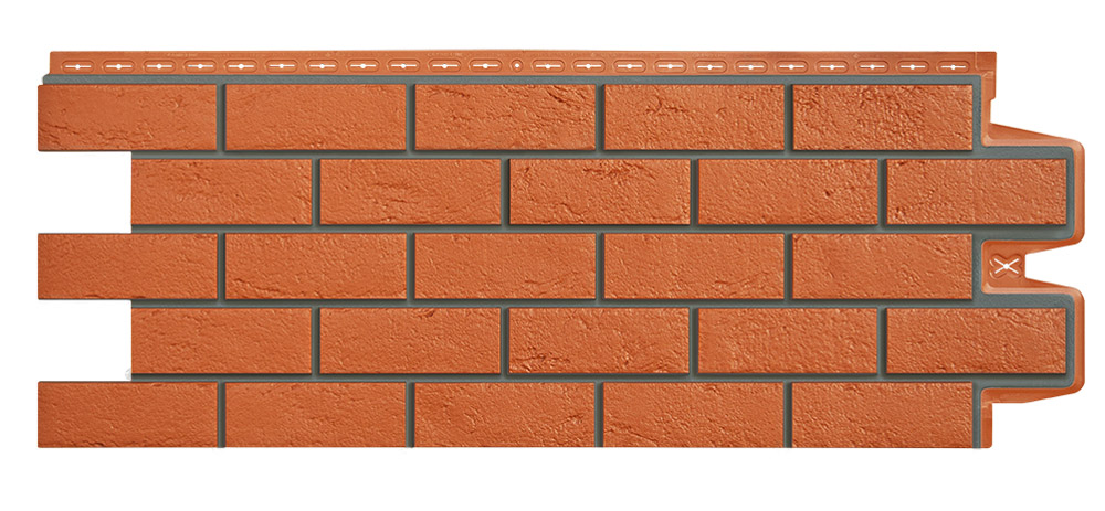 Фасадная панель Grand Line Состаренный кирпич Дизайн терракотовый со швом RAL 7006
