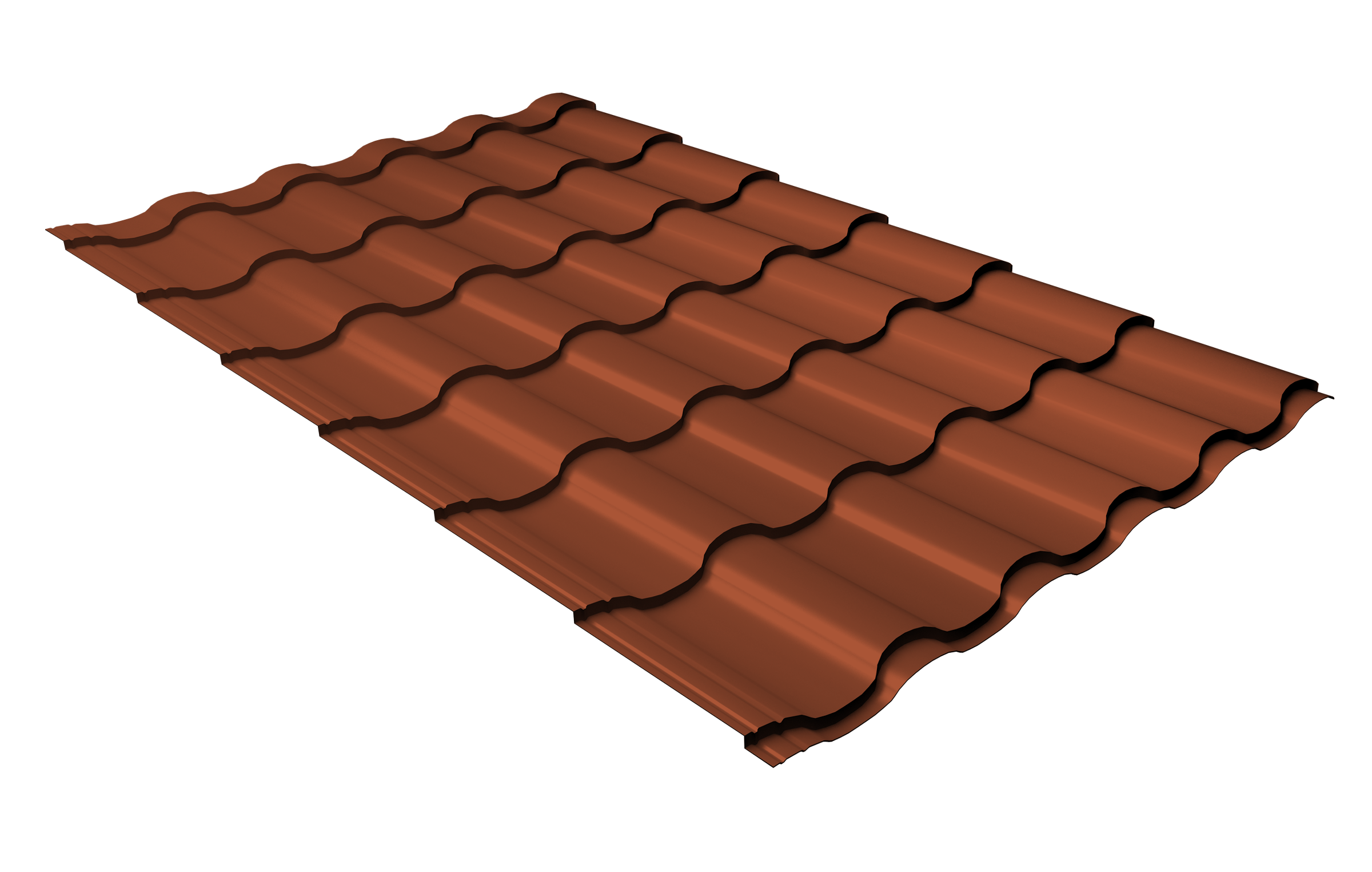Металлочерепица "Кредо" ("Kredo") v01 0,5 Satin RAL 8004 терракота