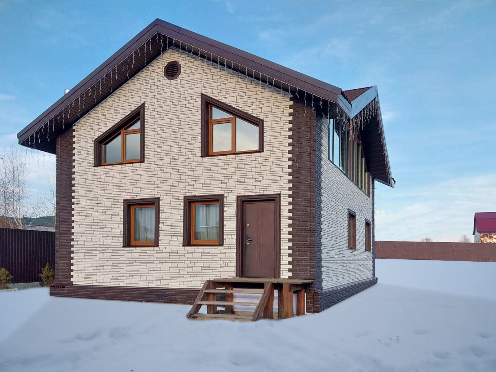 Фасадная панель Grand Line Камелот Дизайн молочный со швом RAL 7006