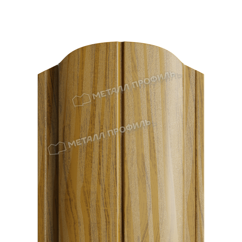 Штакетник металлический ELLIPSE-O 19х126 (ECOSTEEL_T-01-ЗолотойДуб-0.5)