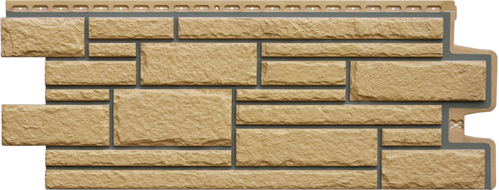 Фасадная панель Grand Line Камелот Дизайн песочный со швом RAL 7006