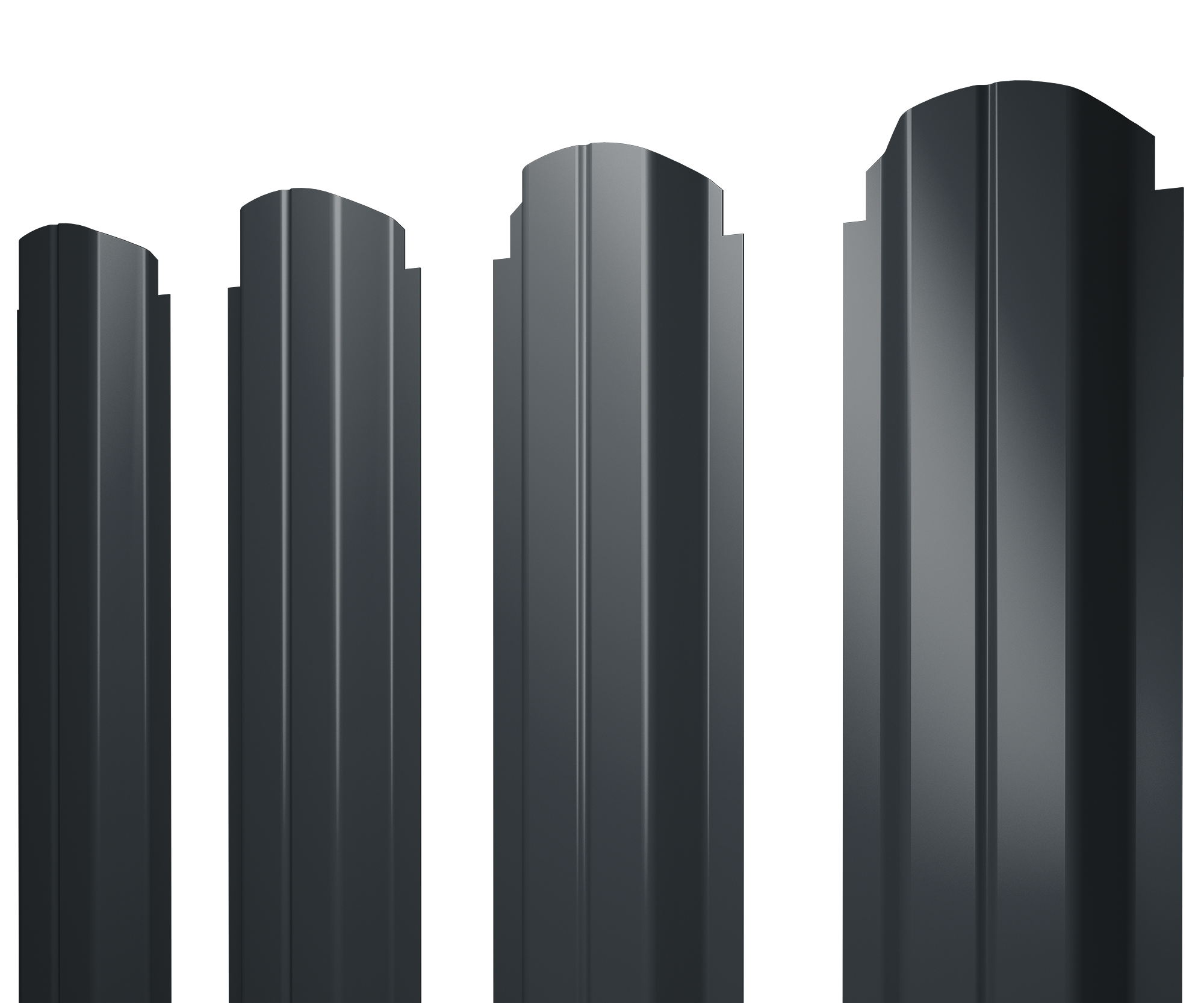 Штакетник П-образный A фигурный 0,5 Drap TX RAL 7016 антрацитово-серый