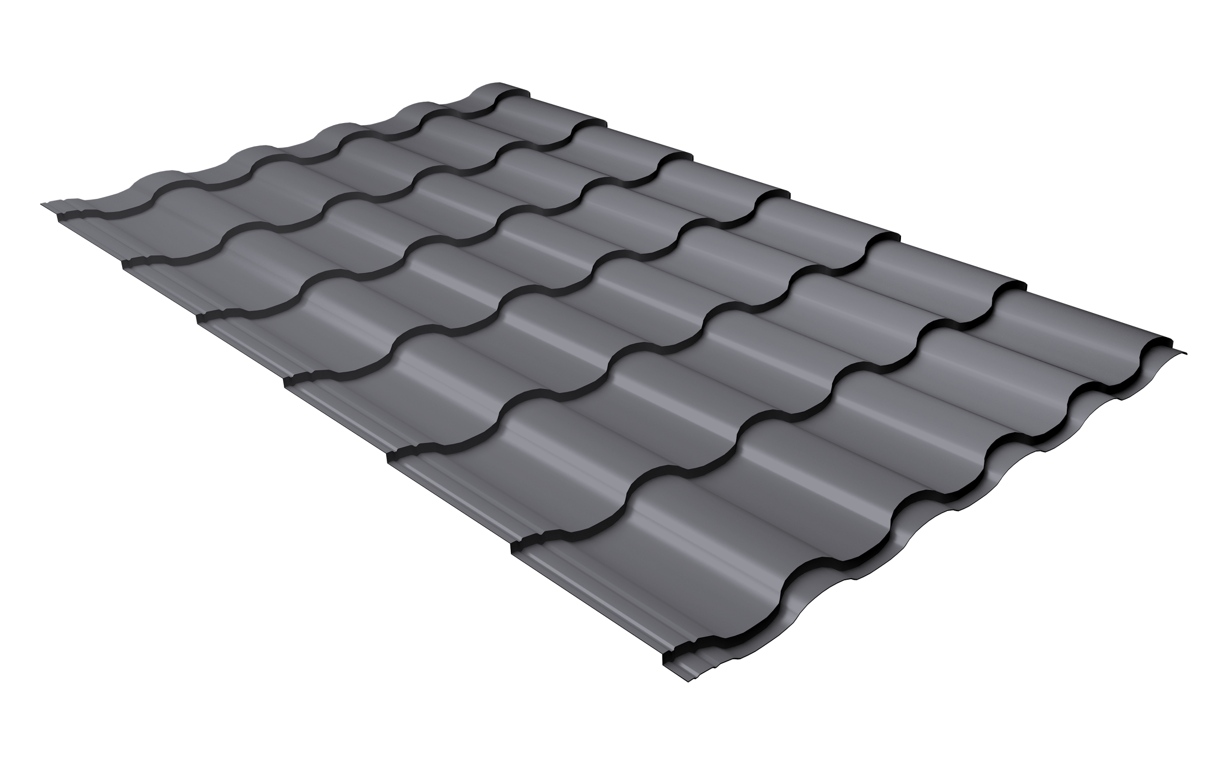 Металлочерепица "Кредо" ("Kredo") v01 0,5 Satin RAL 7004 сигнальный серый