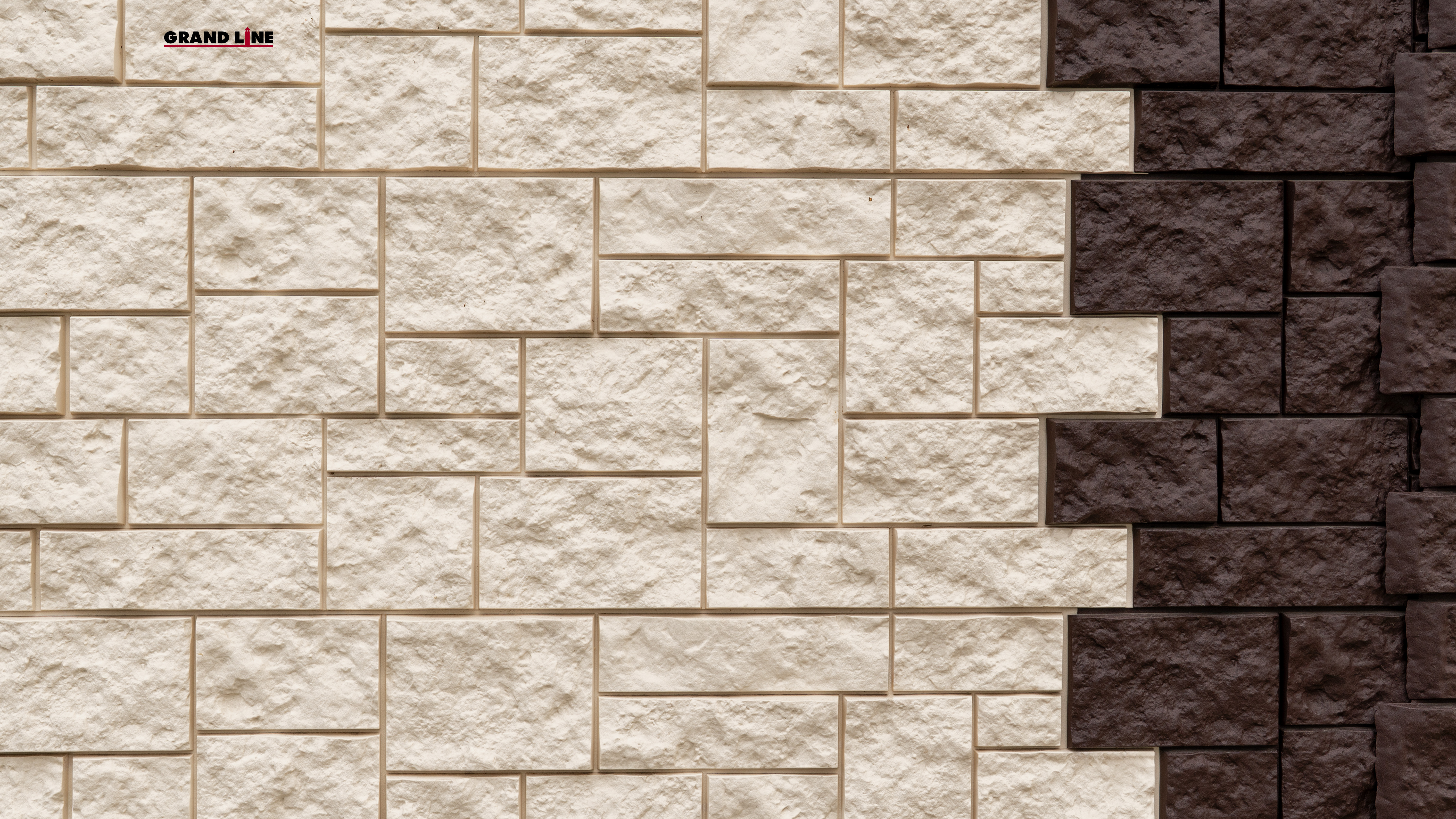 Фасадная панель Grand Line Дикий камень Классика молочный