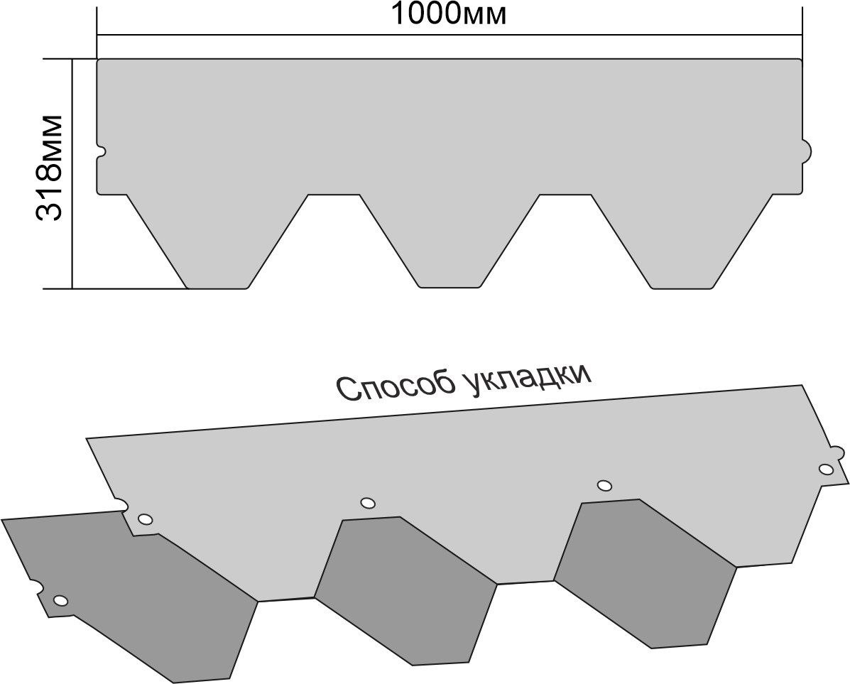 Гибкая черепица QUIET TILE, коллекция SHADOW, цвет Тёмное дерево