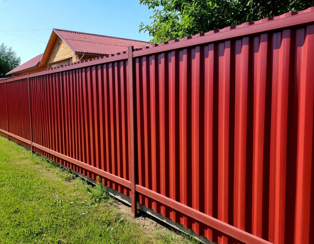 профлист для забора красный профлист для забора красный