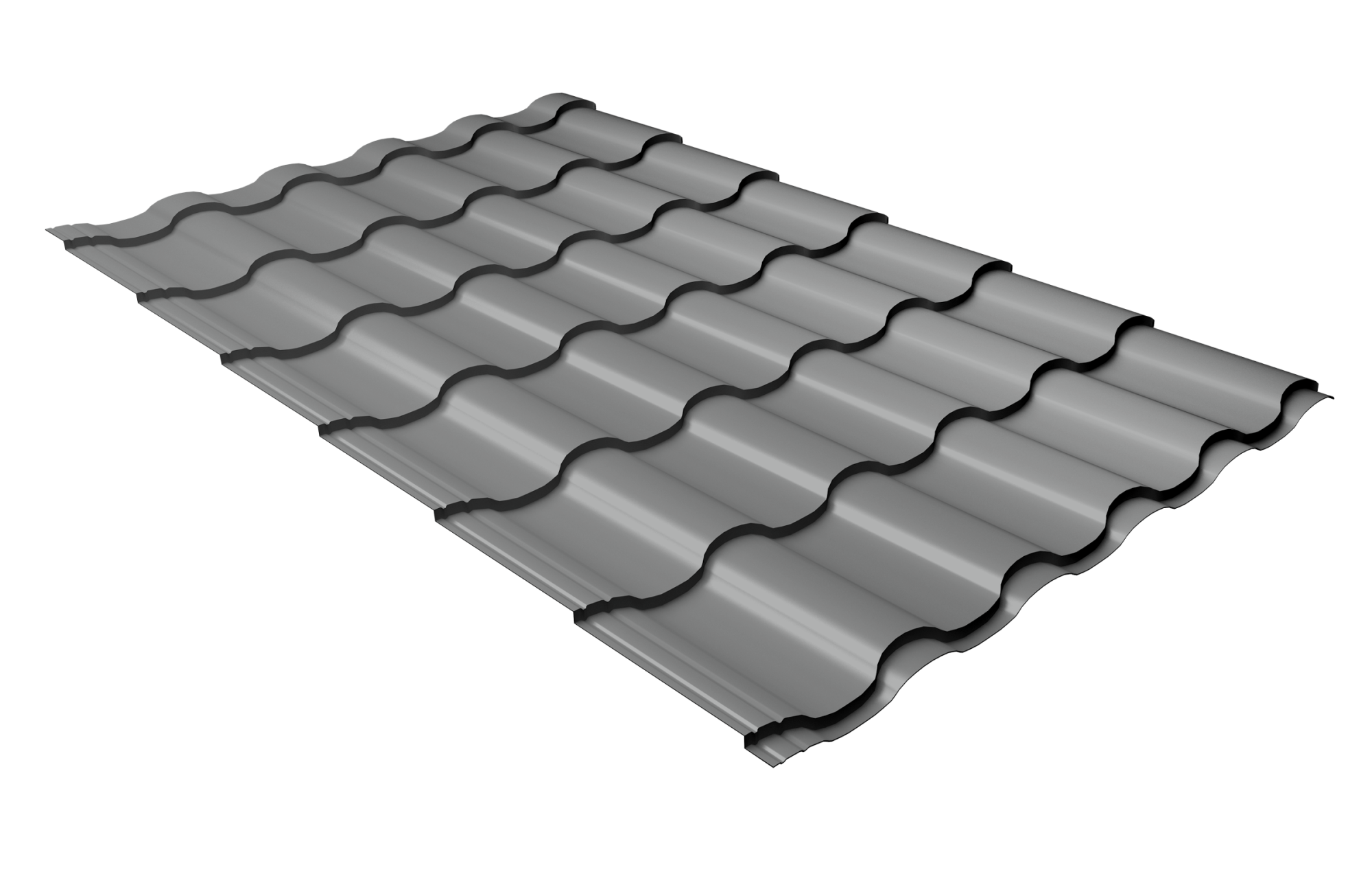 Металлочерепица "Кредо" ("Kredo") v01 0,5 Satin RAL 9006 бело-алюминиевый Металлочерепица "Кредо" ("Kredo") v01 0,5 Satin RAL 9006 бело-алюминиевый