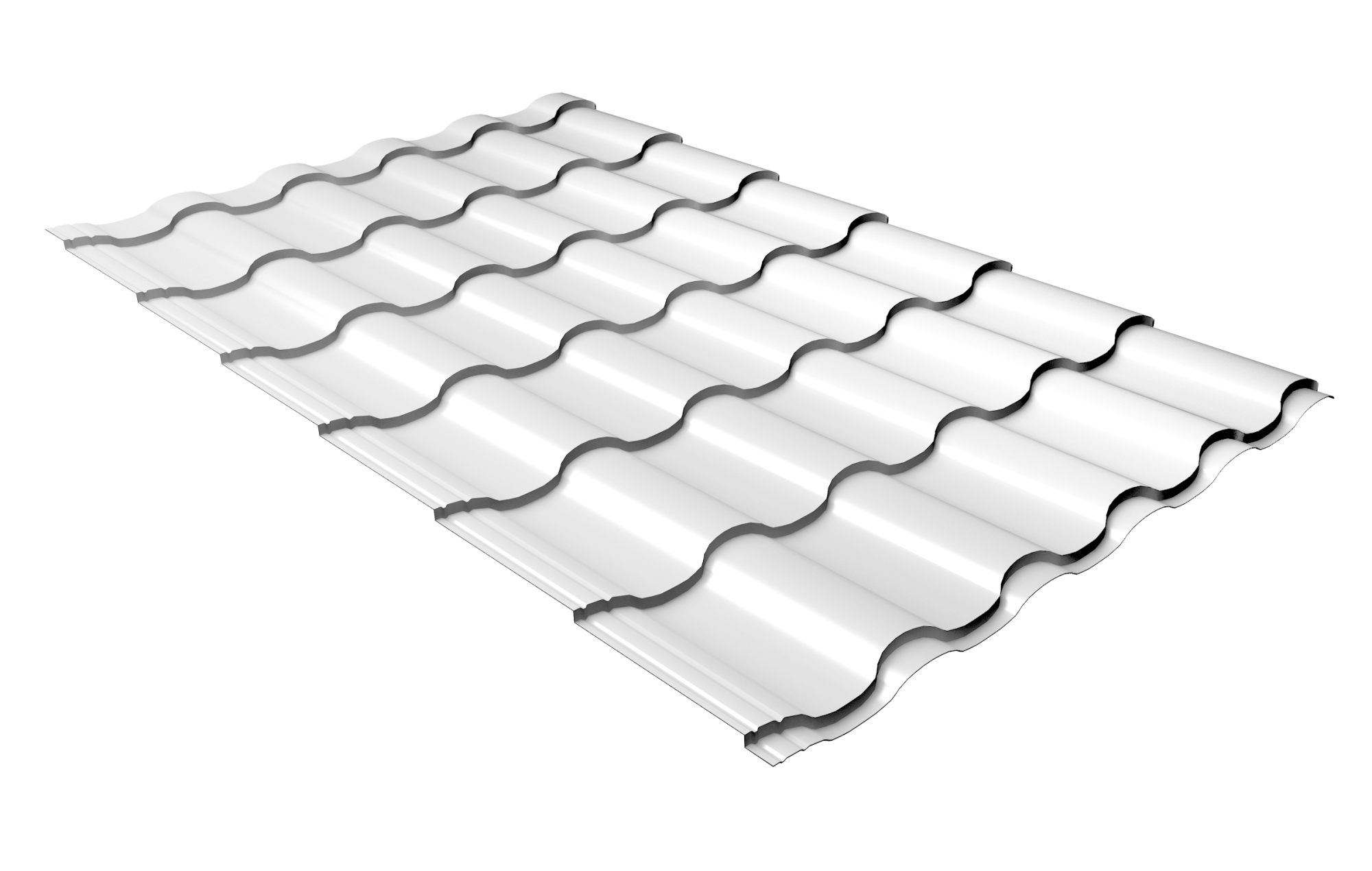 Металлочерепица "Кредо" ("Kredo") v01 0,5 Satin RAL 9003 сигнальный белый Металлочерепица "Кредо" ("Kredo") v01 0,5 Satin RAL 9003 сигнальный белый